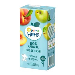 Сок Фрутоняня яблоко персик неосветленный 200 мл